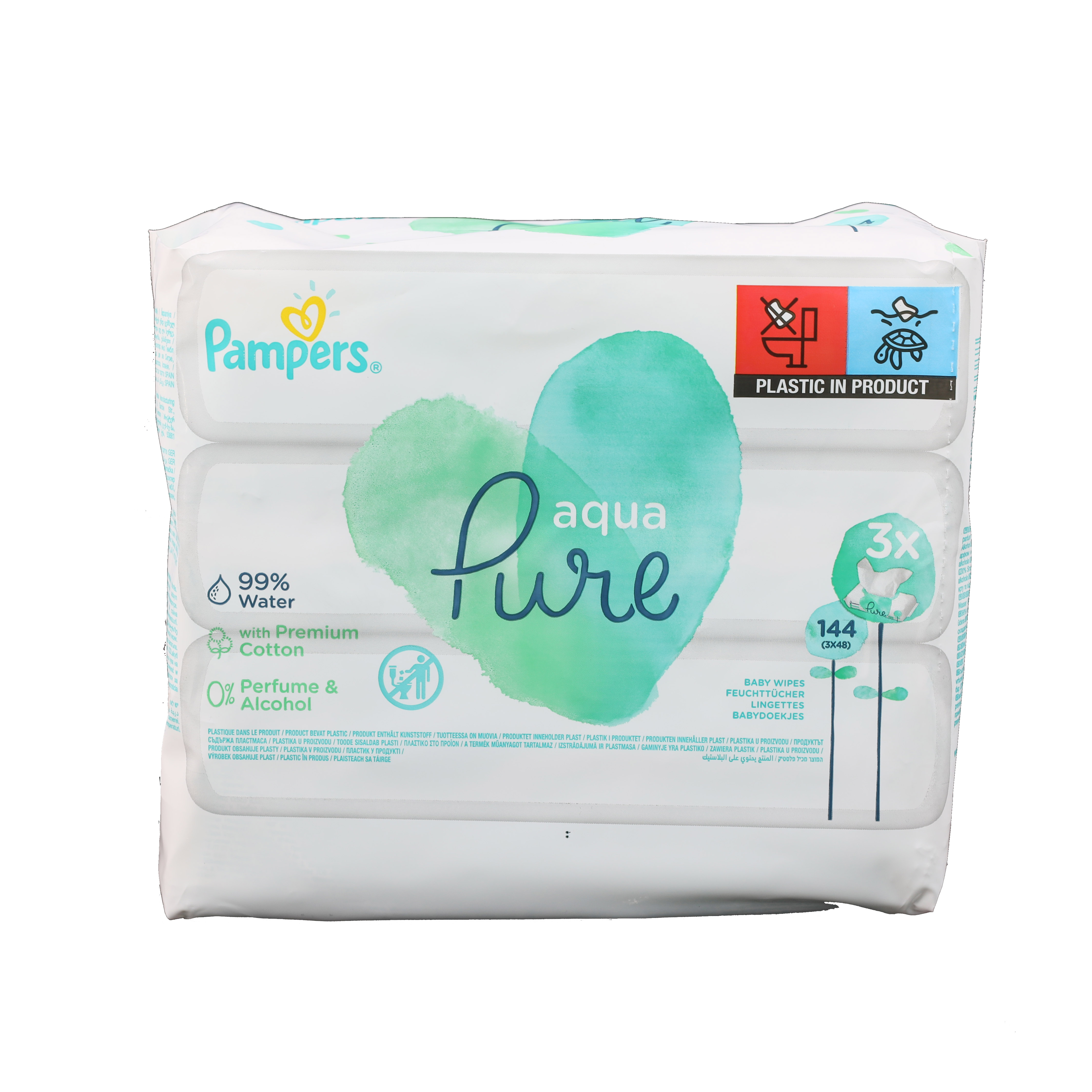 Pampers Pure Aqua Feuchttücher für Babys 3x48Stück
