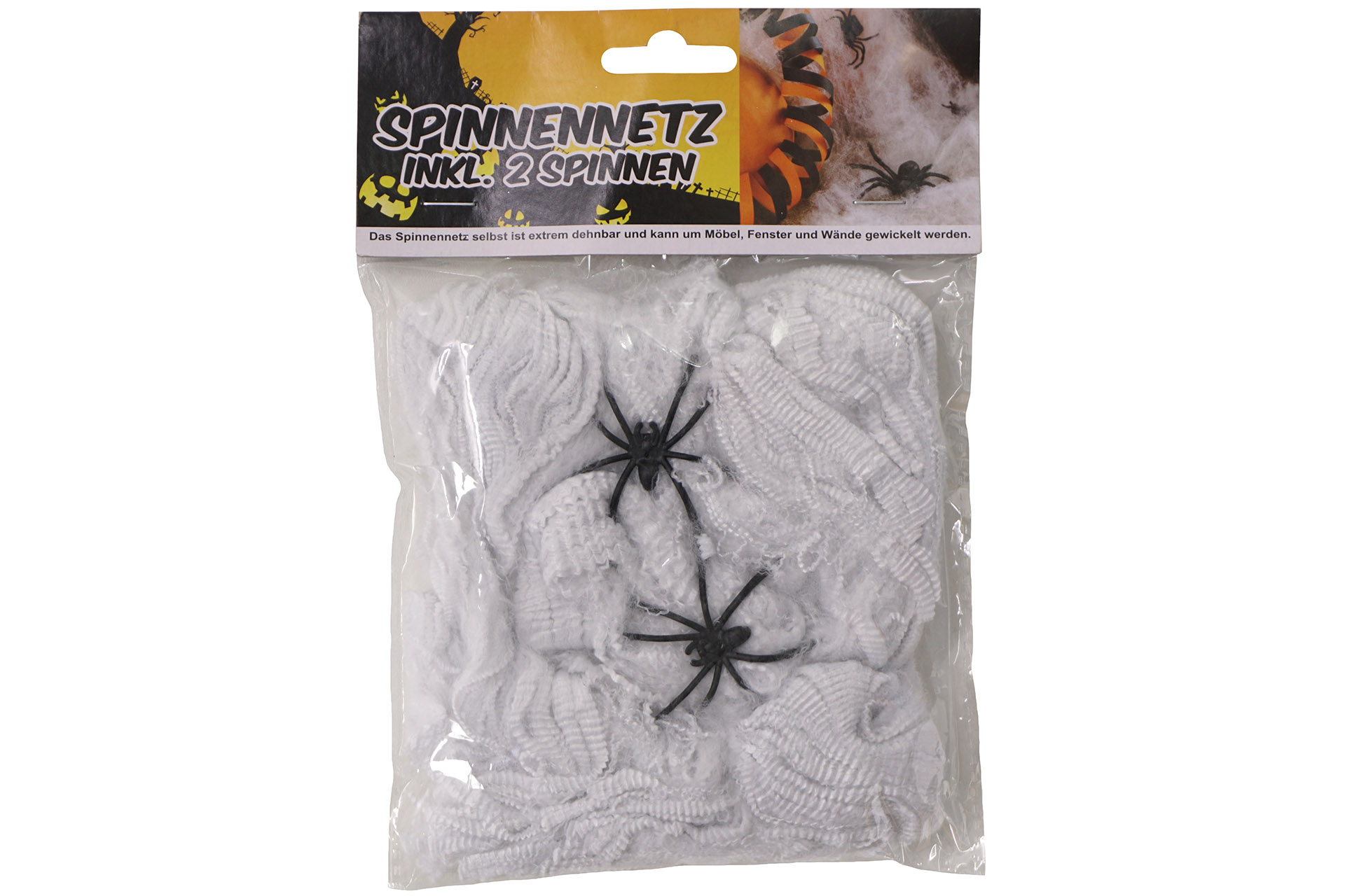 Halloween Dekoration "Spinnennetz inkl. 2 Spinnen", 14x13x3cm