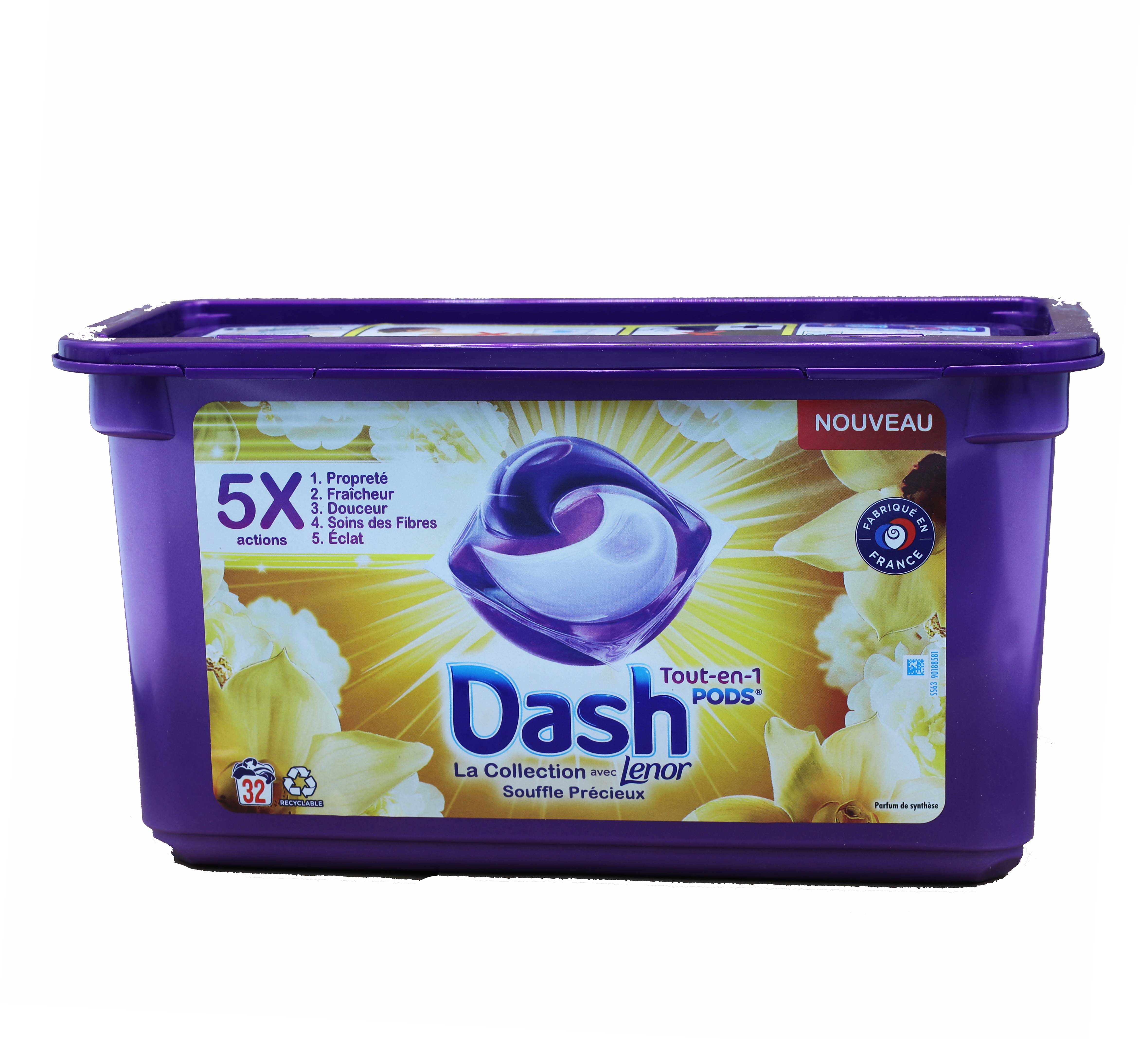 Dash (Lenor) Waschmittel-Pods 32WL All in 1 Precious Breath Orchidee & Vanille Duft