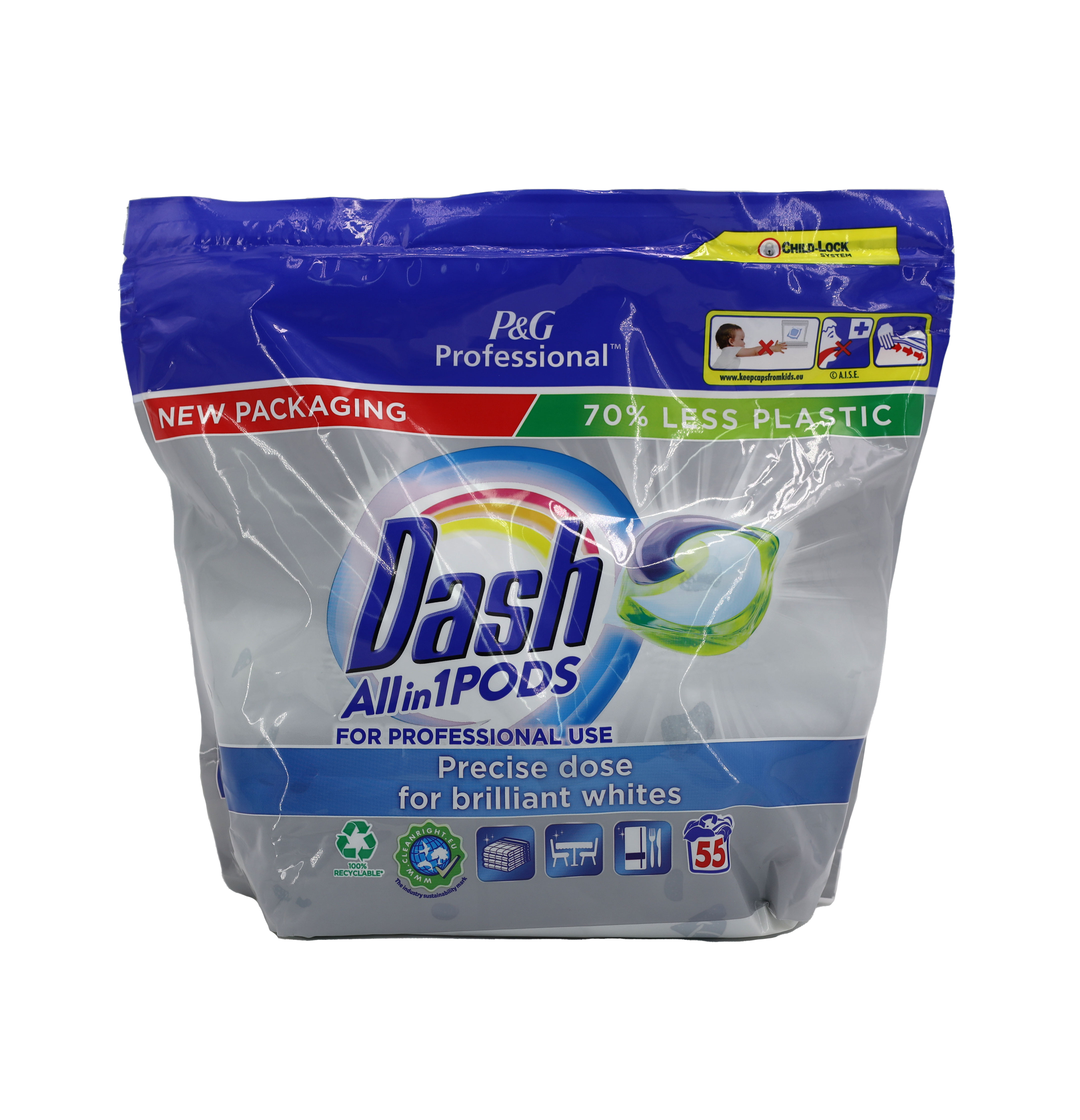 Dash Professional Waschmittel-Caps 55WL All-in-1 Brilliantes Weiss