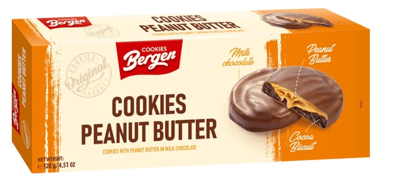 Bergen Cocoa Cookies Peanut Butter Box 128g