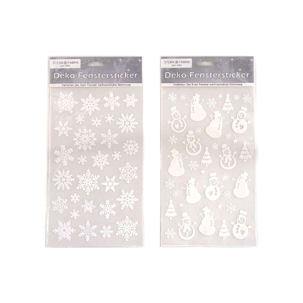 Weihnachtsaufkleber Fenstersticker weiß/glitzer