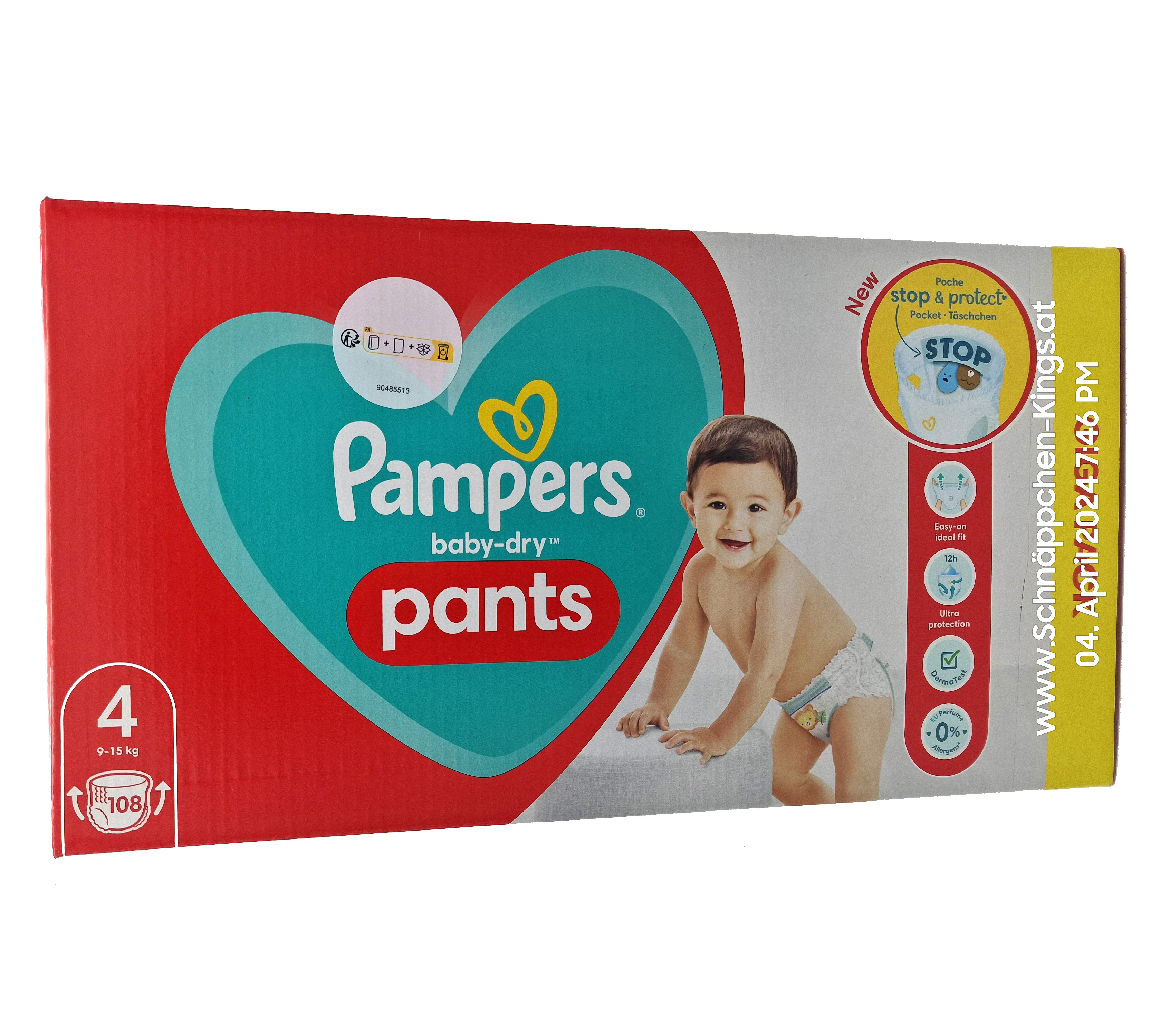 Pampers Baby Dry Pants Größe 4, 9-15 kg 108 Stück Maxi