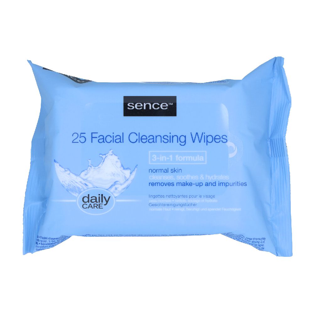 Sencebeauty Gesichtsreinigungstücher 25 Stück 3in1 für normale Haut
