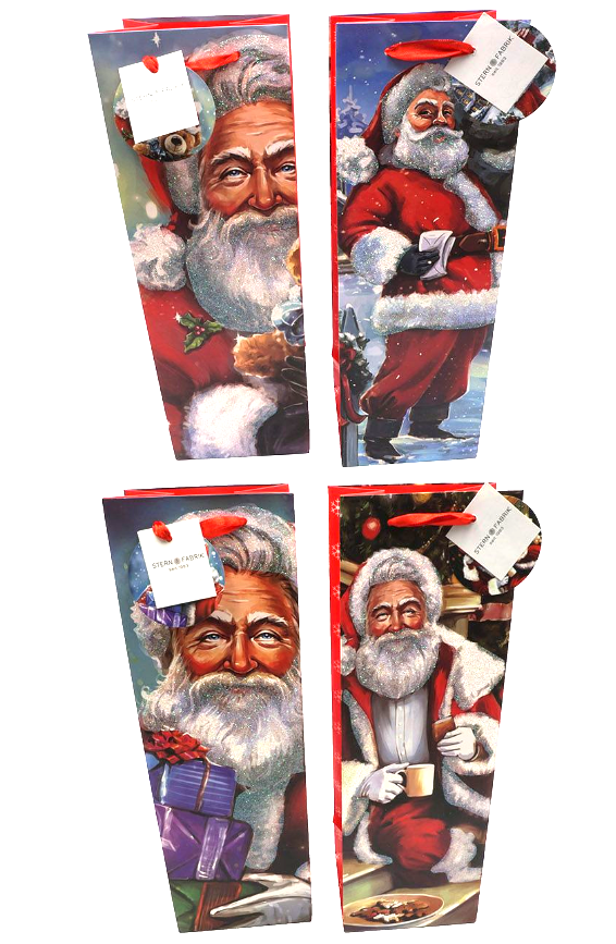 Flaschentasche Weihnachten "Glitter Santa" 12x36x10cm