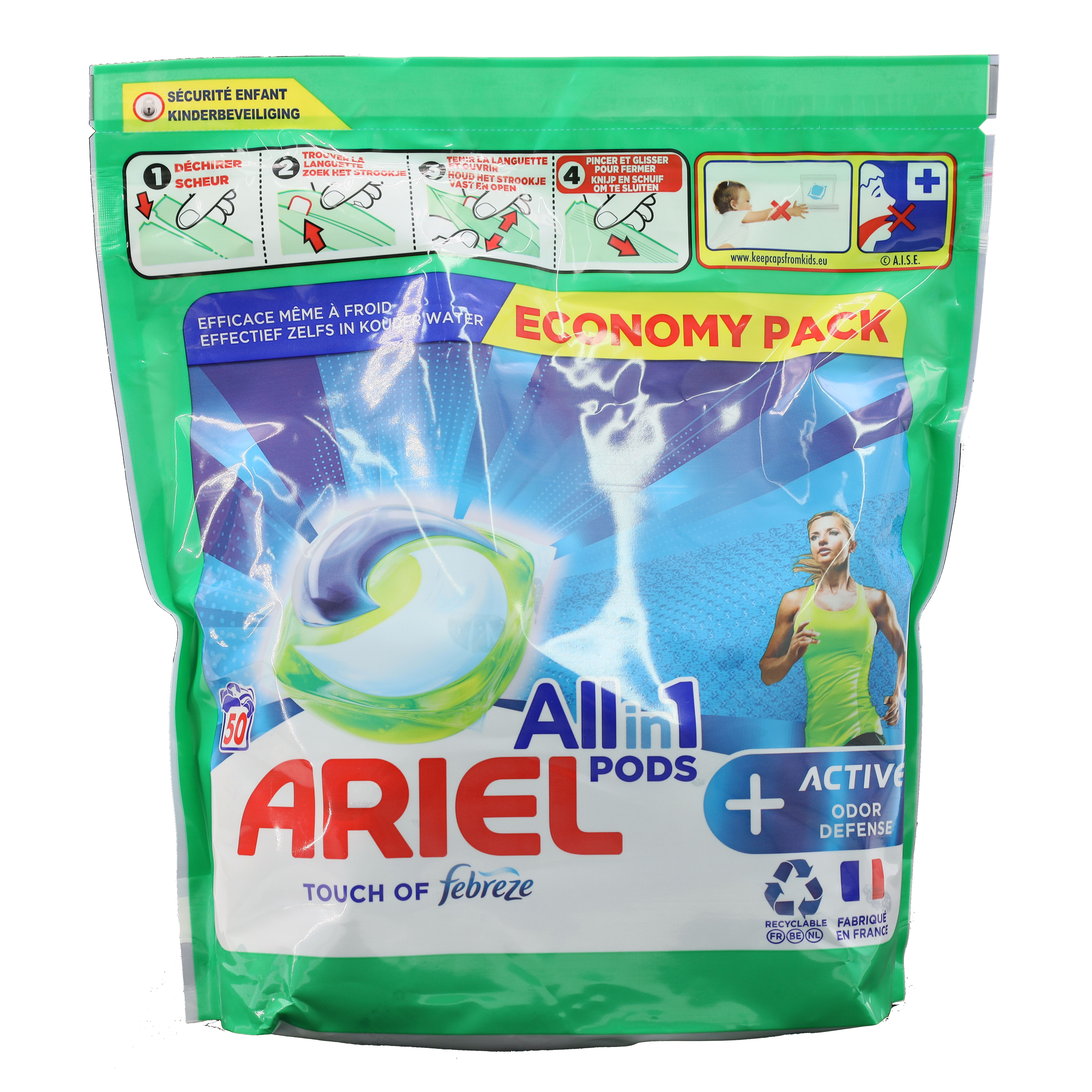 Ariel Waschmittel-Caps 50Stück All in 1 Active Extra GERUCHS-ABWEHR