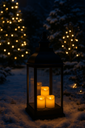 Laterne mit 3 LED Kerzen Flackernd H x 60 cm mit Timer