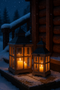 Weihnachts Laterne aus Holz 2er Set Landhaus- / Vintage-Stil.
