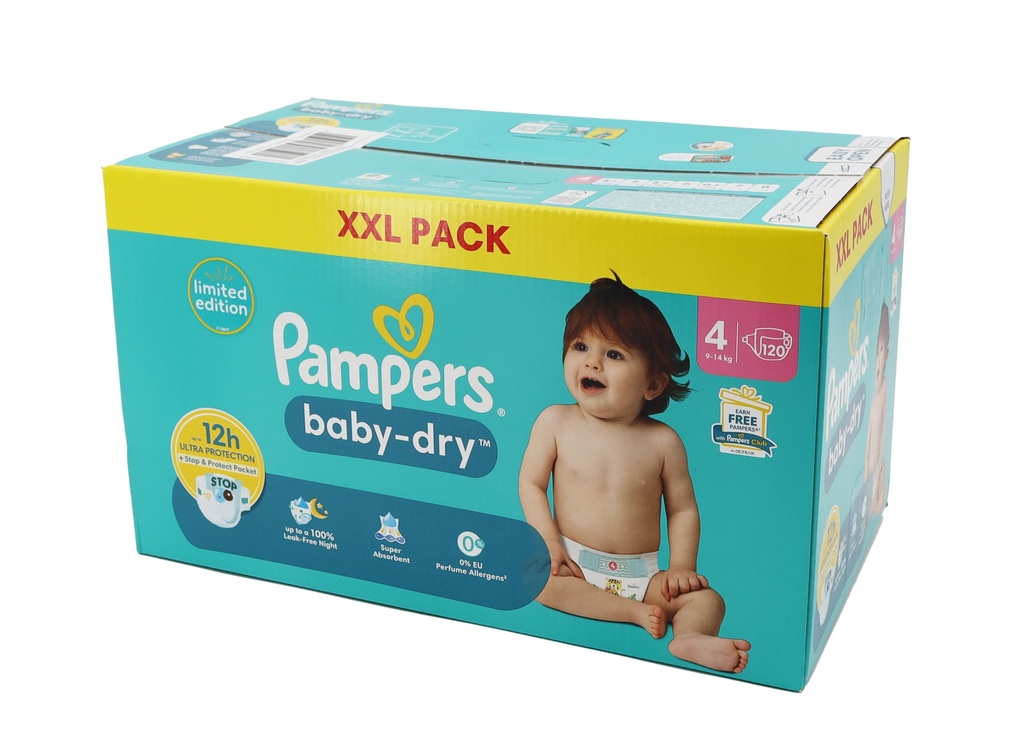 Pampers Baby Dry Windeln 120Stück Size 4 (9-14kg)-Verpackung