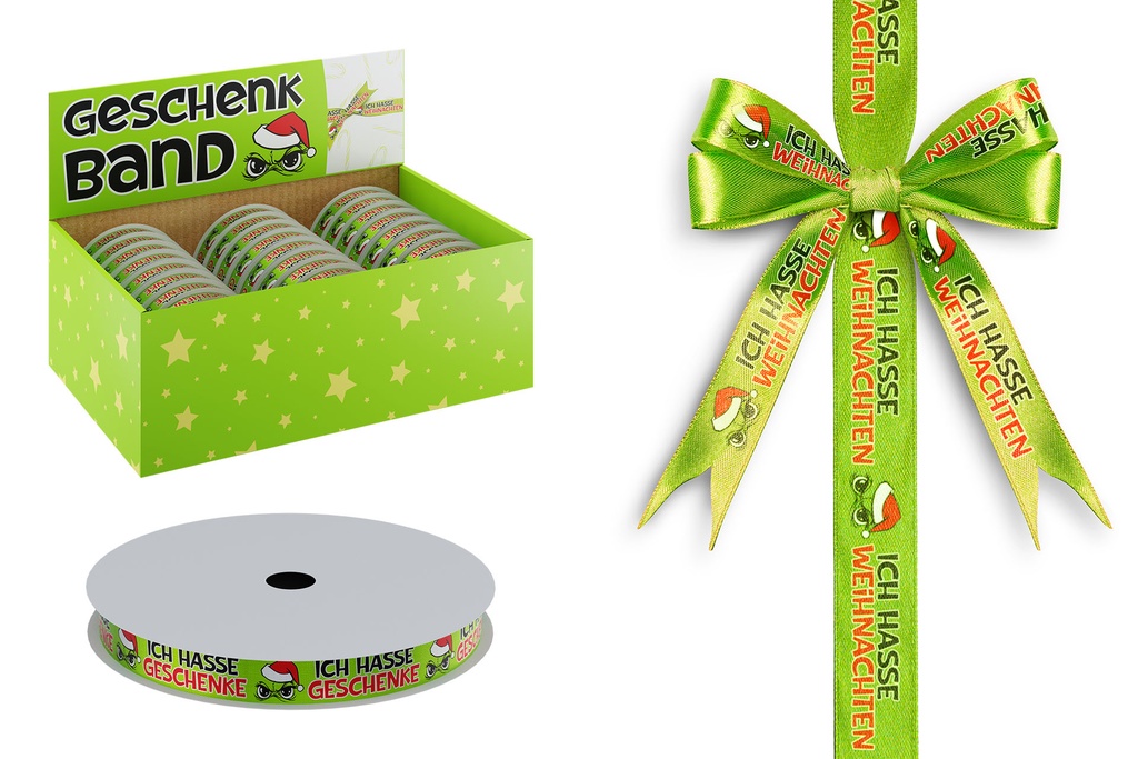 Geschenkband "Festtags-Muffel", 3m x 1,6cm, 2 Designs