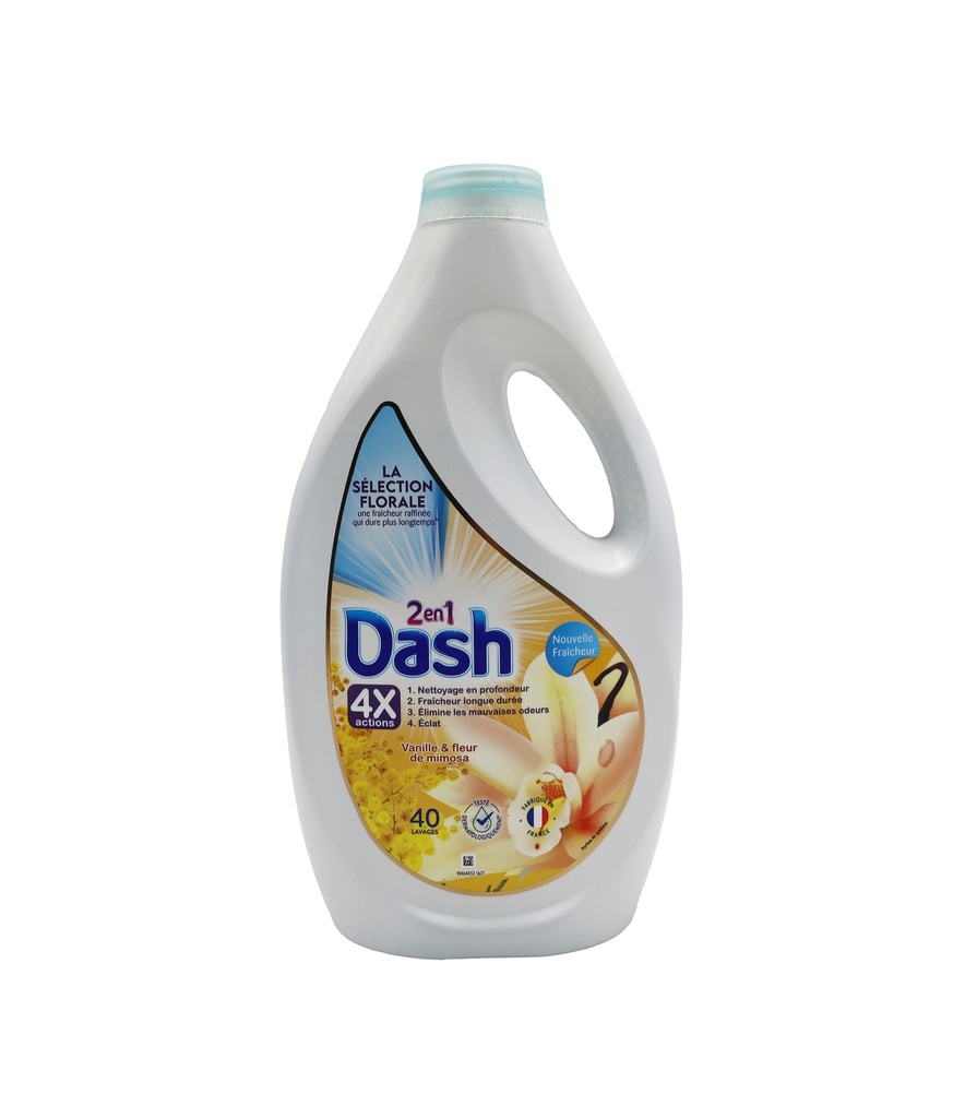Dash =(Lenor) Flüssigwaschmittel 1,8L 2-in-1 Vanille & Mimosa 40WL