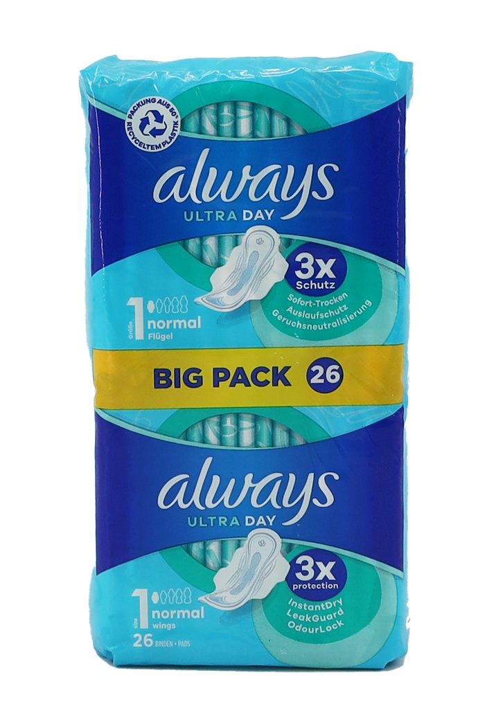 Always Ultra Day Damenbinden Normal mit Flügeln BigPack, 26 St