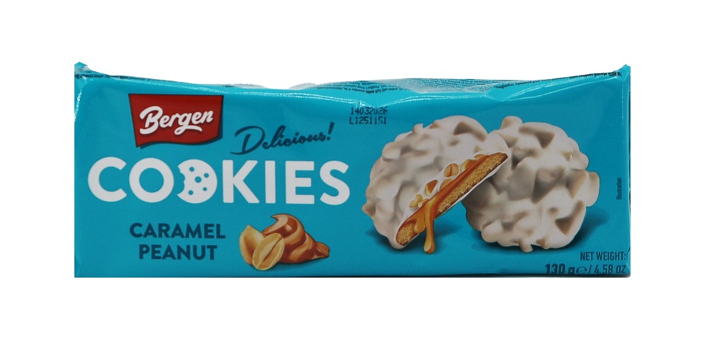 Bergen Gefüllter Keks 130g Caramel & Peanut White Chocolate Coated