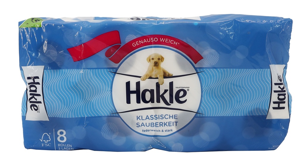 Hakle Toilettenpapier Klassische Sauberkeit 8x150 Blatt 3lg 