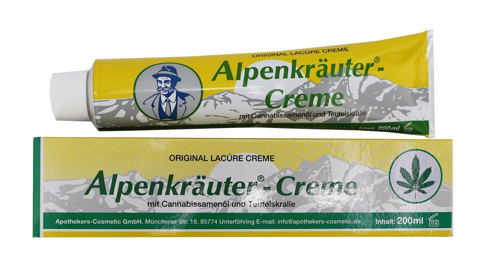 Alpenkräuter Creme 200ml - mit Cannabisöl und Teufelskralle