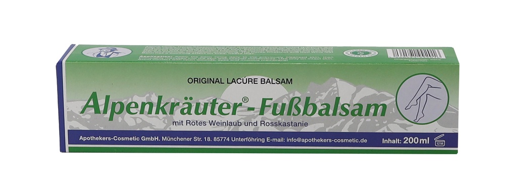 Alpenkräuter-Fußbalsam Rotes Weinlaub & Rosskastanie Fußpflege Lacure 200ml