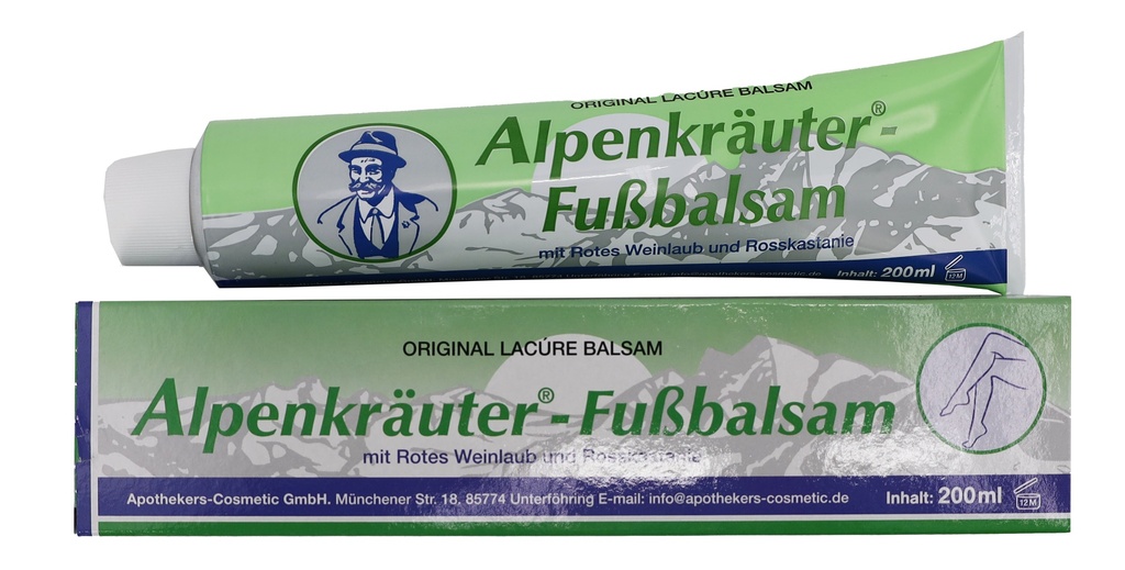 Alpenkräuter-Fußbalsam Rotes Weinlaub & Rosskastanie Fußpflege Lacure 200ml