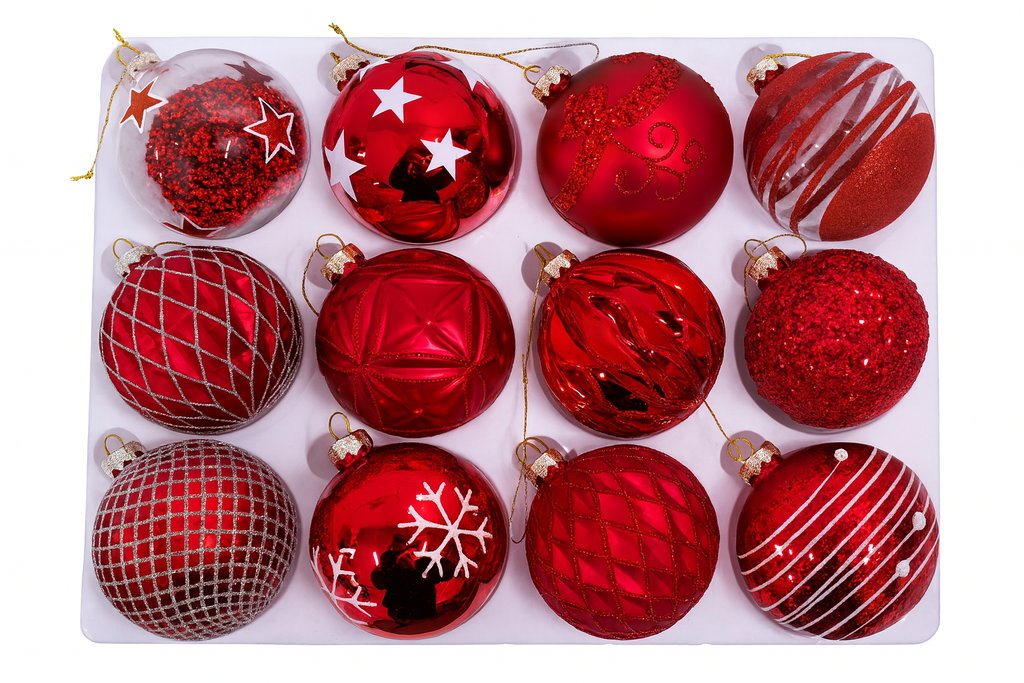 Weihnachtskugeln Glas "Deluxe" Ø 8cm |1 Stück | Sortiment M | Handegemacht