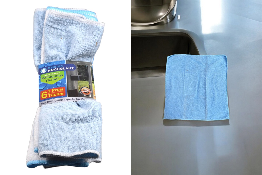 Mikrofasertuch 6er, blau/weiß, 30x30cm