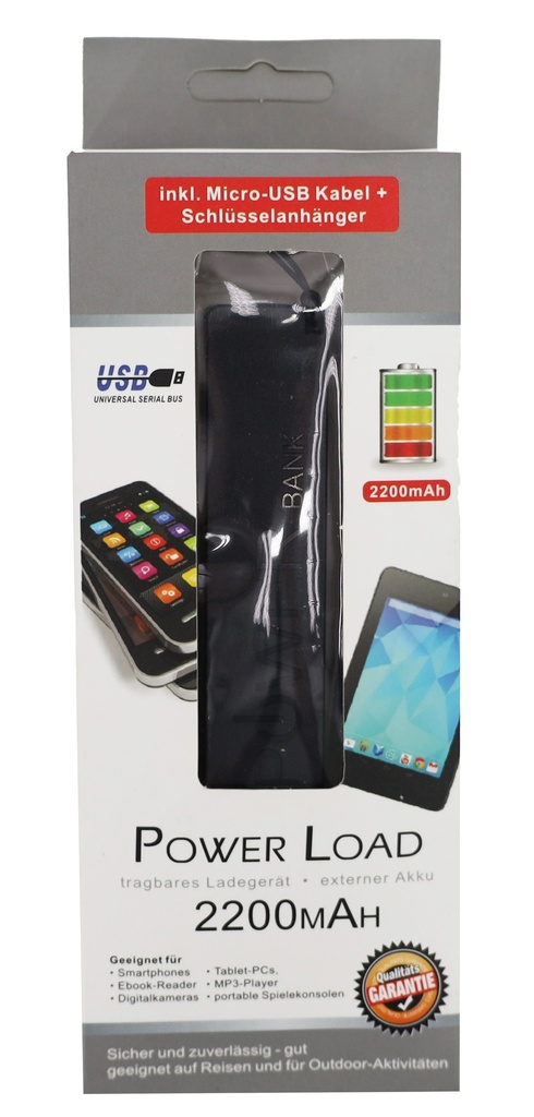 PowerLoad Tragbares Ladegerät 2200mAh Externer Akku inkl. Micro-USB Kabel
