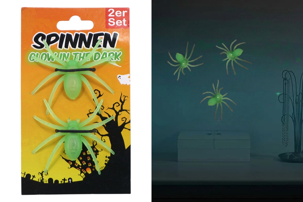 "Glow in the dark" - Spinnen, 2er Set, 8cm
