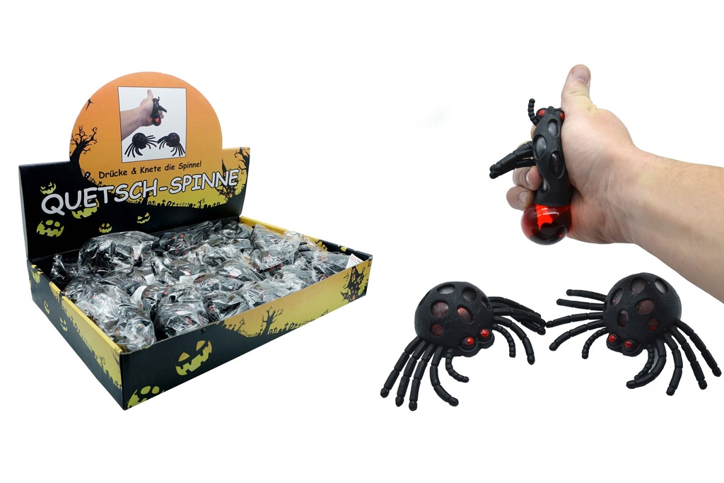 Quetschball Halloween mit blutiger Flüssigkeit "Spinne", 6cm