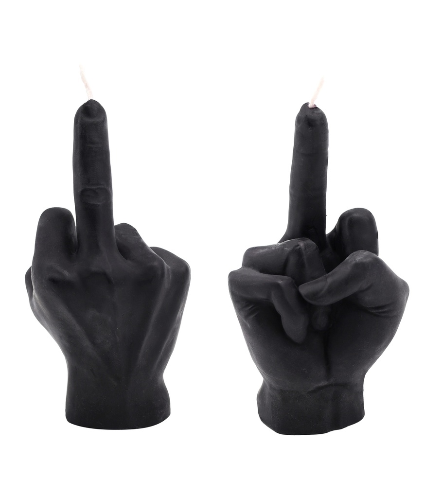 XXL Kerze "Festtags-Muffel" Mittelfinger 9x18cm Schwarz/Weiß | Anti-Weihnachten für Weihnachtsmuffel, Xmas-Muffel & Weihnachts-Hasser