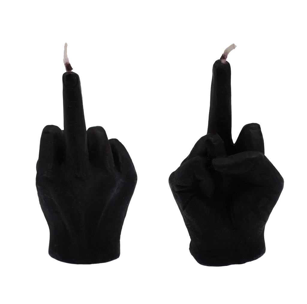 Kerze "Festtags-Muffel" Mittelfinger 5x9,3cm Schwarz/Weiß | Anti-Weihnachten für Weihnachtsmuffel, Xmas-Muffel & Weihnachts-Hasser
