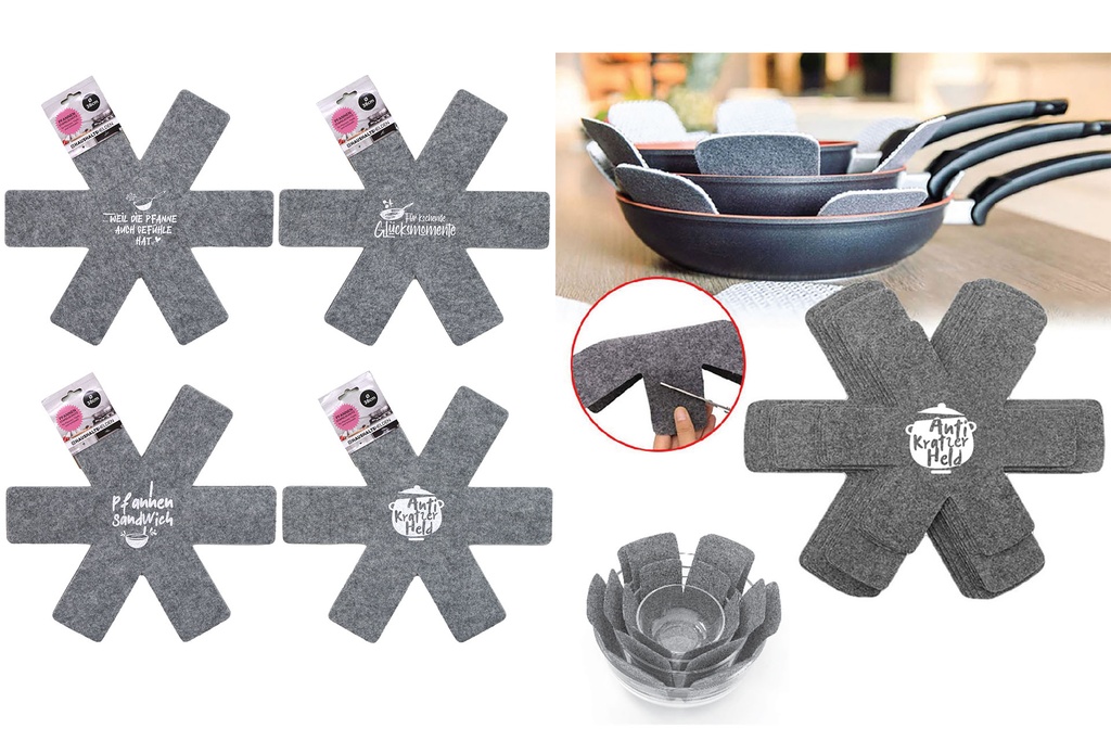 Pfannen- Schutzfilz, Durchmesser 38cm Sprüchen, 2er