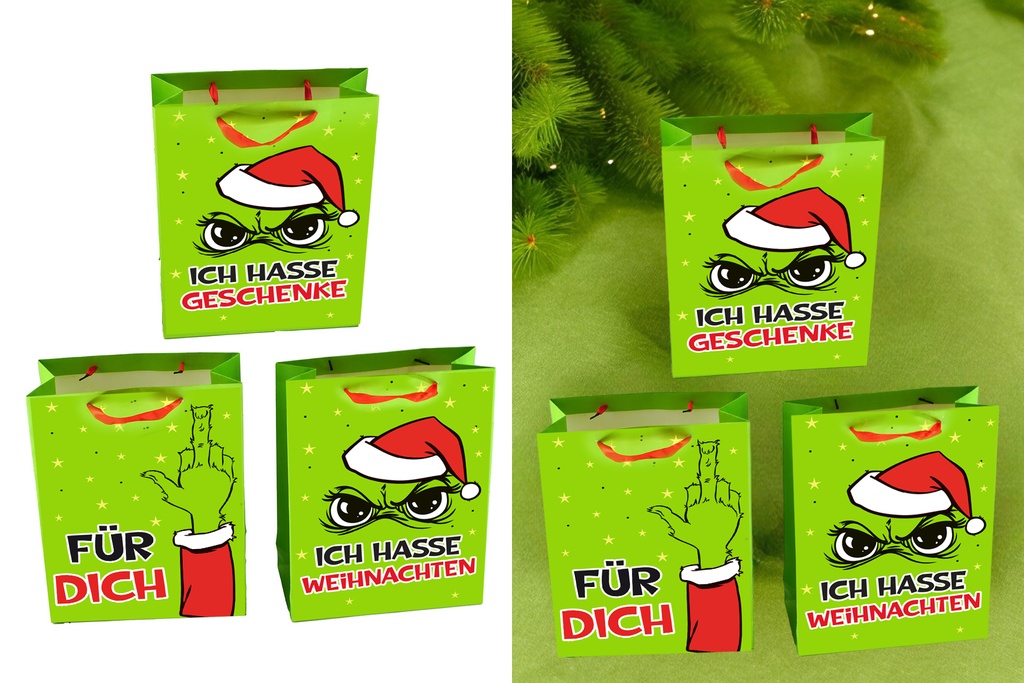 Geschenktüte Weihnachten"Festtags-Muffel", 30x40x12cm, 3 Designs