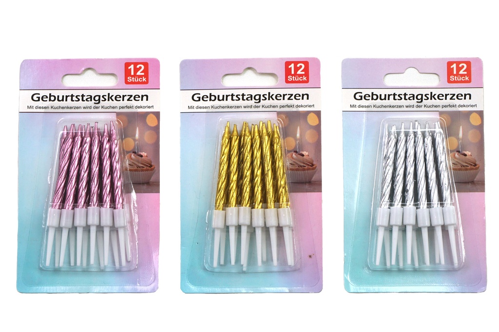 Geburtstagskerzen 12er "Gory Color" 5cm