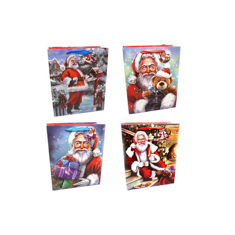 Geschenktasche Weihnachten Santa Klein "Glitter Santa"  18x23x10cm