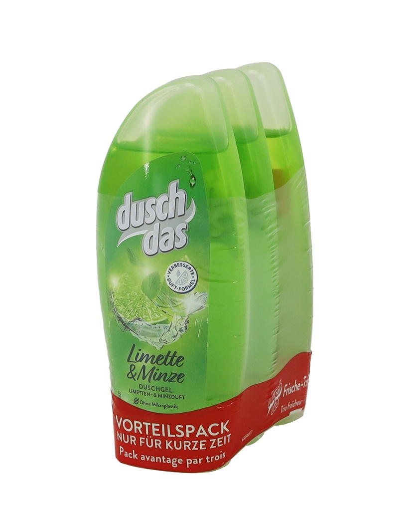 Duschdas Dusche 3x250ml prickelnd Frisch Limette Minze 3er Pack