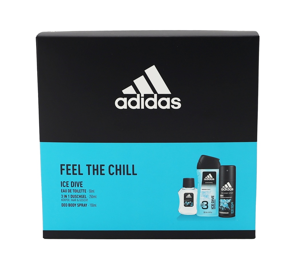 Adidas GeschenkSet Ice Dive - EDT 50ml + Duschgel 250ml + Deospray 150ml