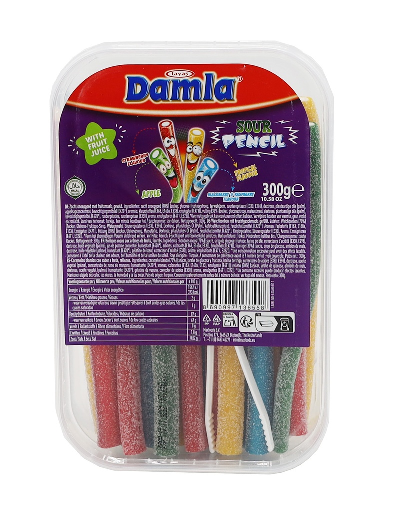 Tayas Damla 300g Sour Pencils Assorted