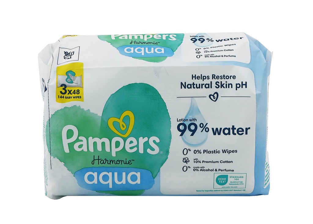 Pampers Harmonie Feuchttücher für Babys 3x48 Stück Aqua