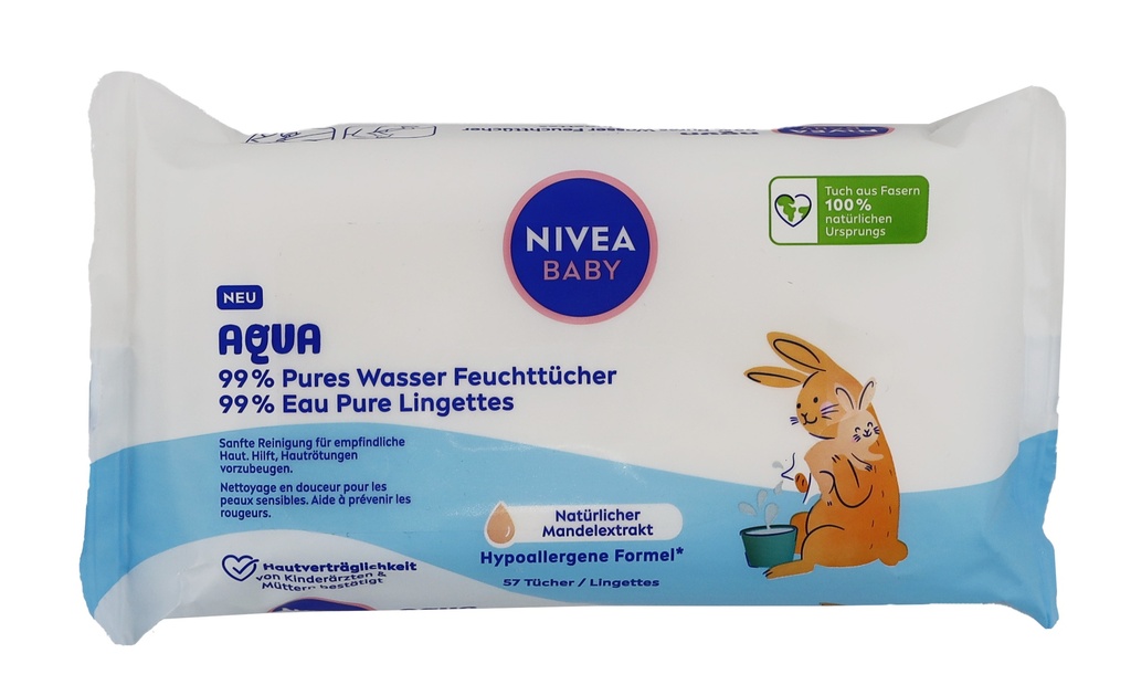 NIVEA BABY Feuchttücher 99% Aqua, 57 Stk.