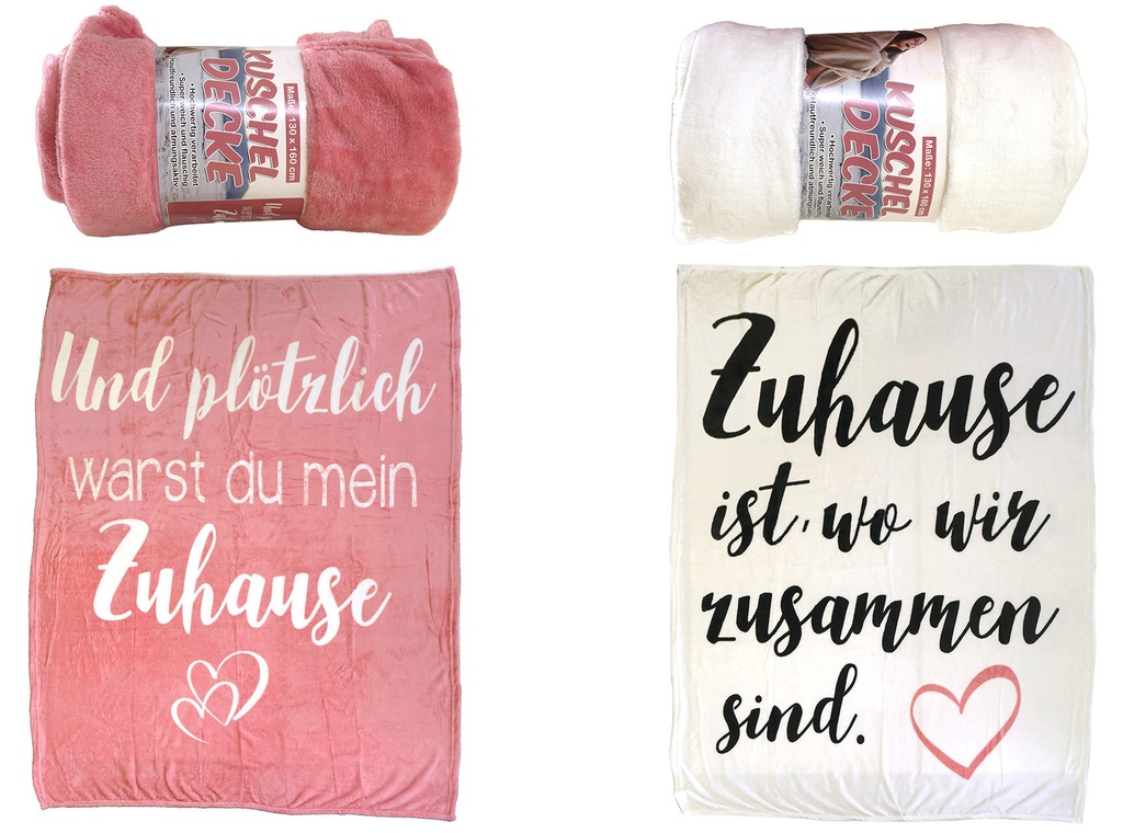 Decke "Sprüche" 130x160cm, 2 Designs