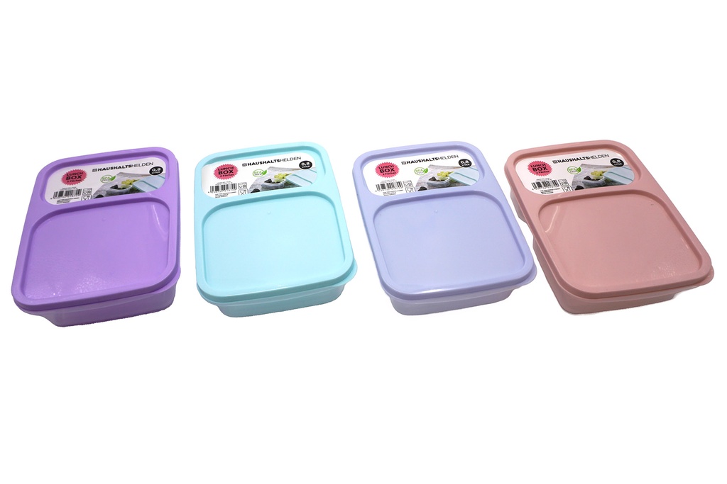 Frischhaltebox Lunchbox, 2 Fächer, 0,8 Liter, 4 Farben