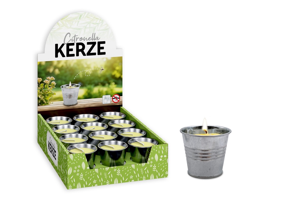 Duftkerze "Citronella" Anti-Insekten, 6x6cm, 6h Brenndauer