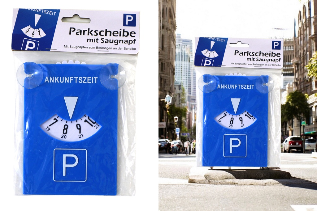 Parkscheibe mit Saugnäpfen