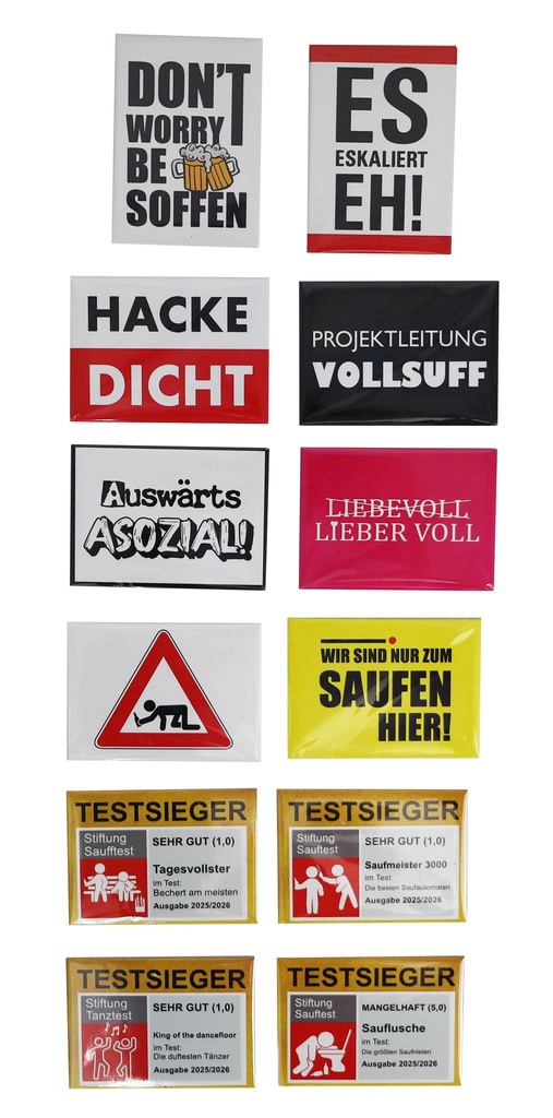 Kühlschrankmagnet, 9x6,5cm, "Malle-Party" 12 Designs