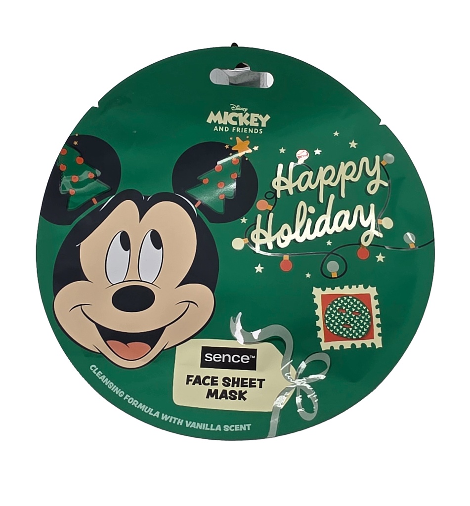 Disney Mickey Mouse bedruckte Tuchmaske fürs Gesicht 20 ml – Weihnachtsedition mit Mickey Mouse