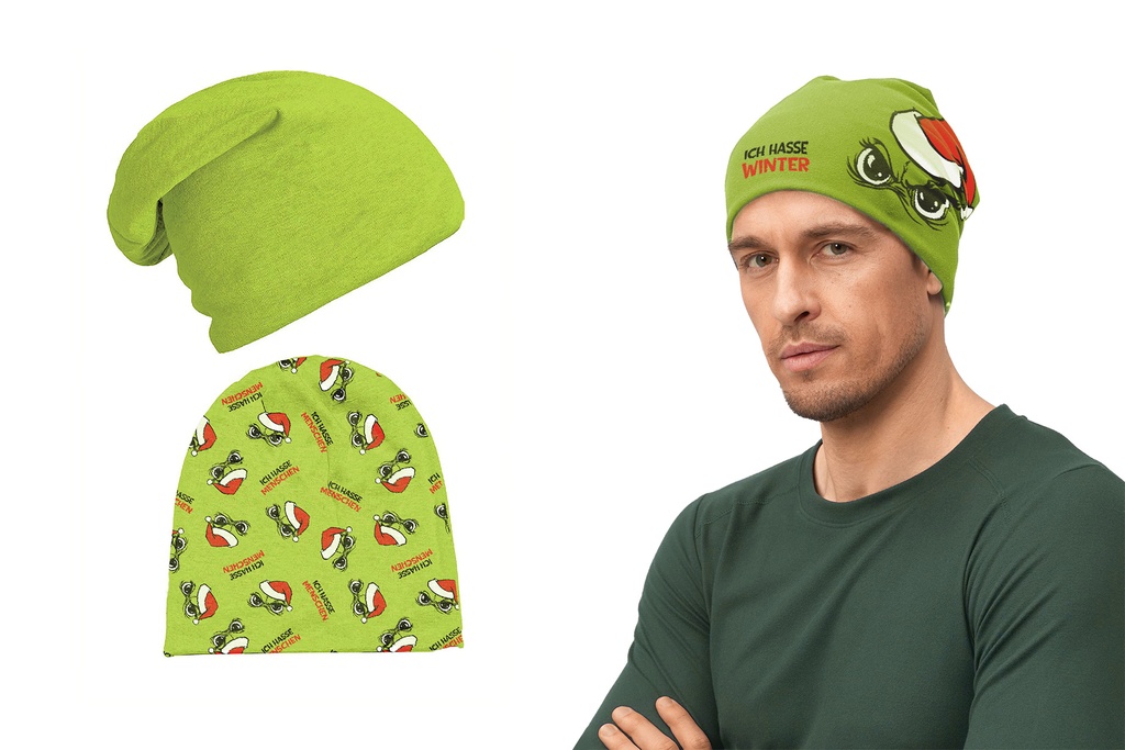 Beanie "Festtagsmuffel", 2 Designs, 27x28cm