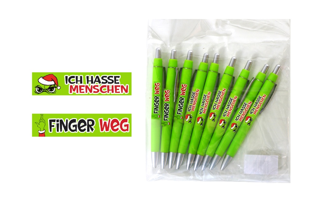 Kugelschreiber "Festtagsmuffel", 13,5cm, 10er Pack,  2 Designs