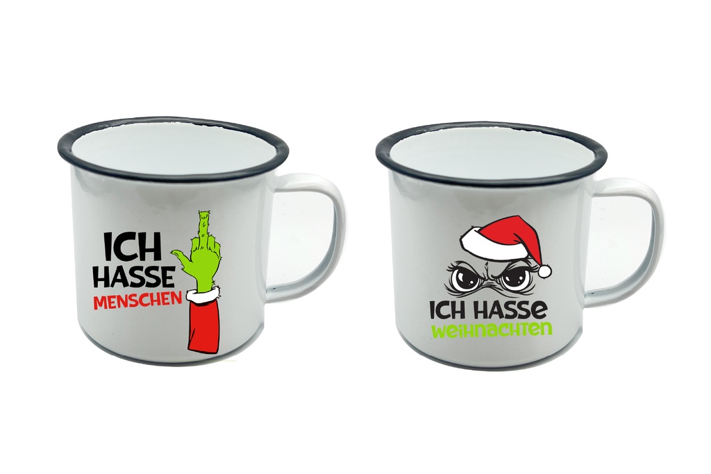 Metalltasse "Festtags-Muffel", 350ml, 2 Designs