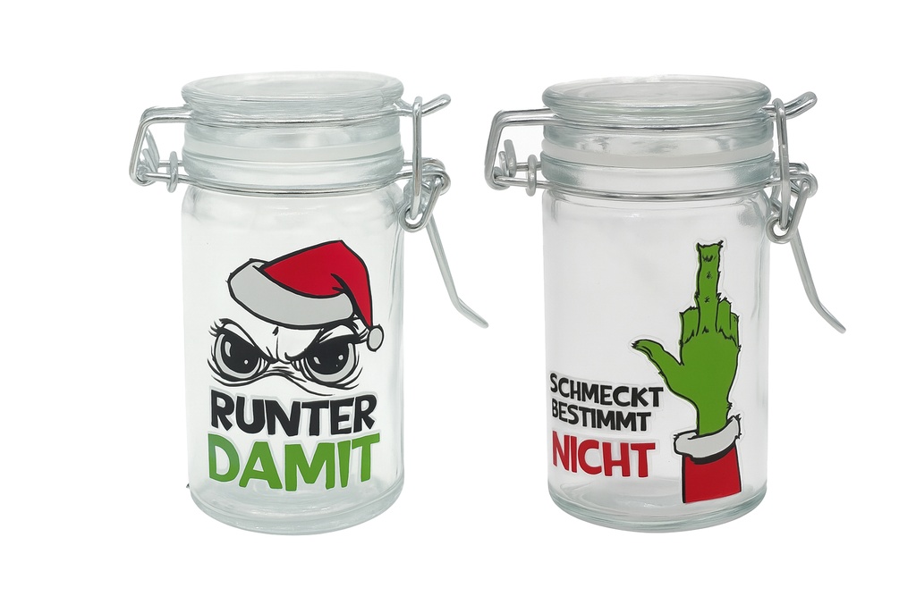 Einmachglas "Festtags-Muffel" mit Bügelverschluss 70ml , 2 Designs Varianten