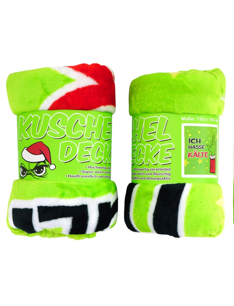 Kuscheldecke Festtags-Muffel 130 × 160 cm | Flauschige Anti-Weihnachten-Decke mit Spruch – Lustige Geschenkidee für Weihnachtsmuffel, Wichtelrunde & Sofahelden