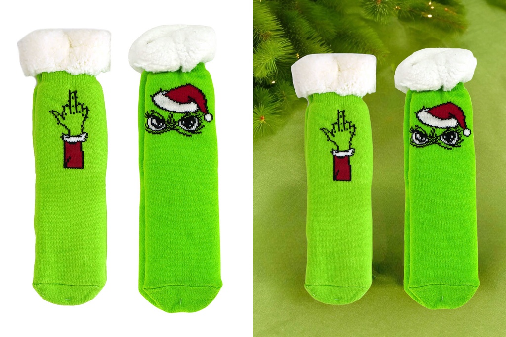 Hüttensocken Festtags-Muffel, Einheitsgröße | Kuschelig warme Anti-Weihnachten Socken gegen Kälte & lustiges Wichtelgeschenk für Weihnachtsmuffel