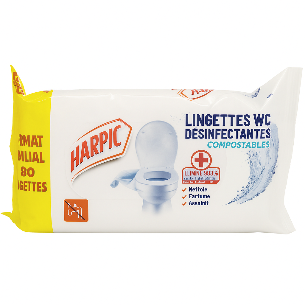 Harpic WC-Reinigungs- und Desinfektionstücher, 80 Stück
